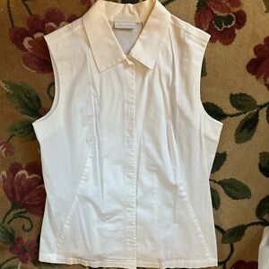 Halogen White Sleeveless Button Down Shirt